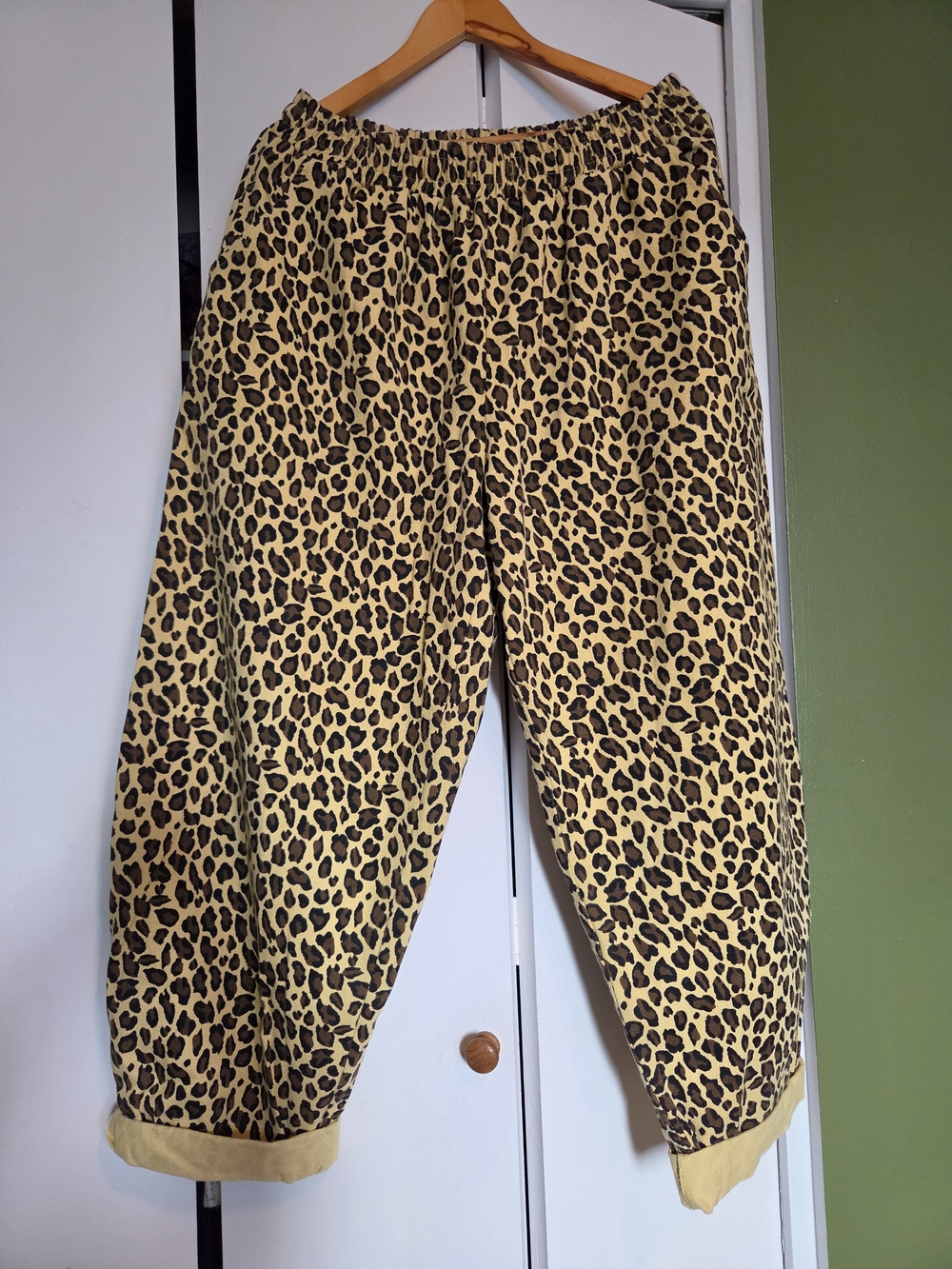 Redsky Yellow Leopard Print Elastic-Waist Barrel Pants - 100% Cotton